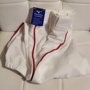 Mizuno Men's US L Large 34/34 White Red Stripe Premier Piped Baseball Pants NWOT